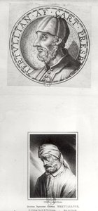 Due ritratti di Quintus Septimus Florens Tertullianus (c.160-c.220) noto come Tertulliano da Etienne Gautier
